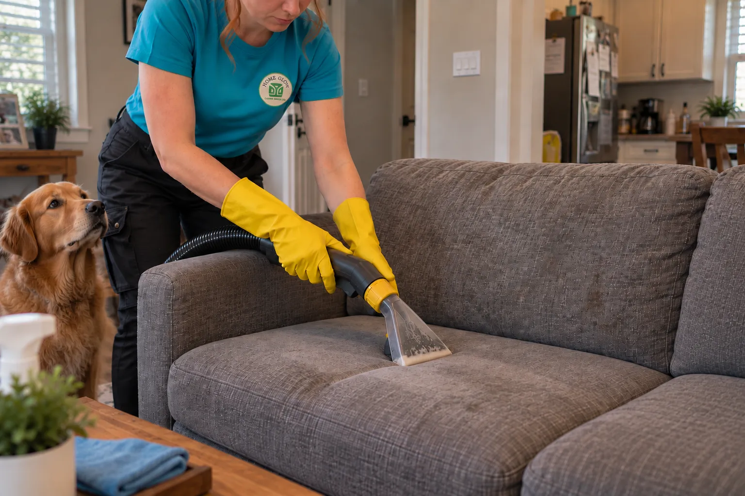 upholstery cleaning service using a special nozzle